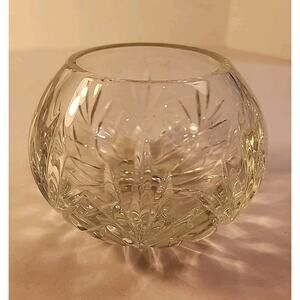 Lead Crystal Rose Bowl With Label Vtg Yugoslavia 3 In.